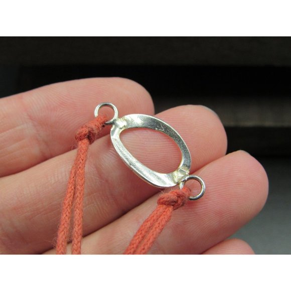 7" Sterling Silver & Cord Simple Shape Bracelet Vintage Elegant Beautiful - Picture 5 of 7